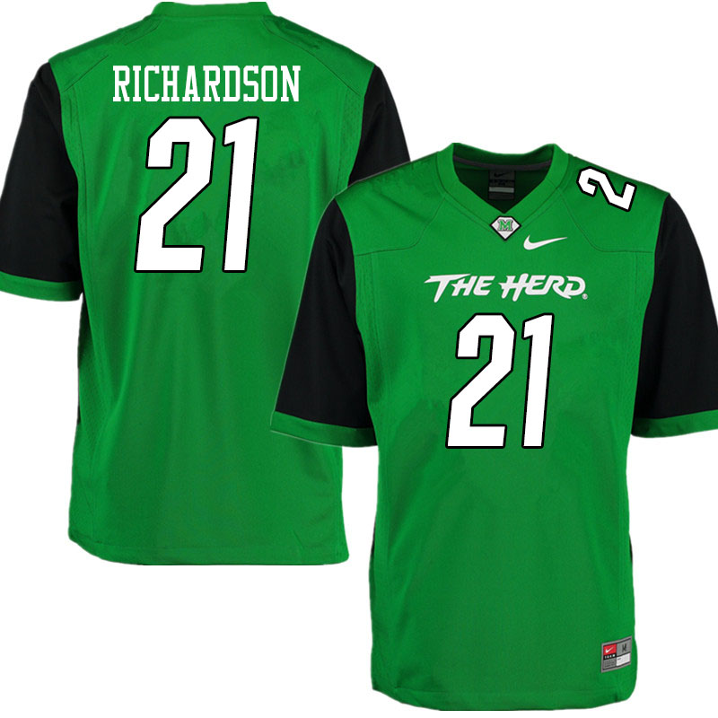 Men #21 Amir Richardson Marshall Thundering Herd College Football Jerseys Sale-Gren